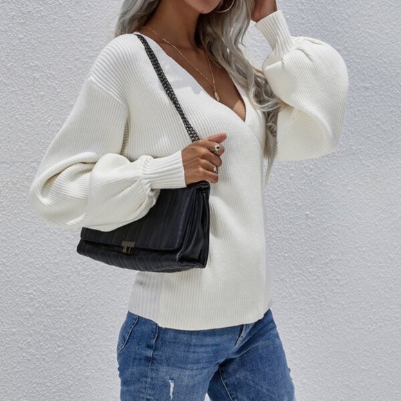 Cozy Black Off Shoulder Ribbed Knit Sweater Top - Picture 6 of 6